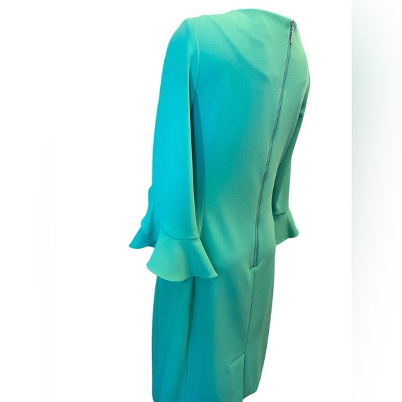 Authentic Karl Lagerfeld Paris Green Lynn Fitted Shift Dress, Emerald Green - Picture 3 of 13